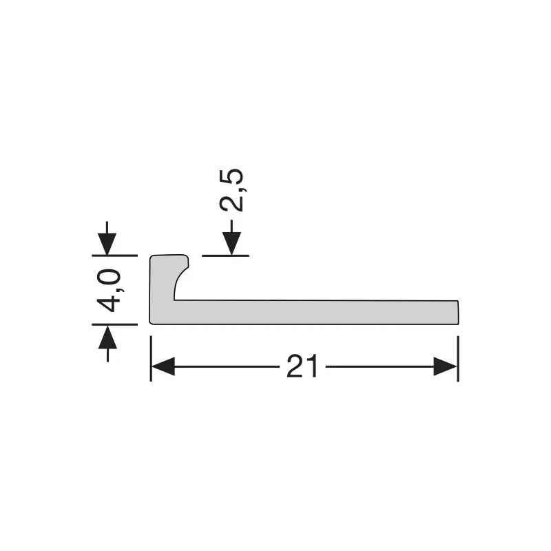 Korting Küberit - In-egaliseer eindprofiel 300 - 2,5 mm PVC gepolijst (250 cm)