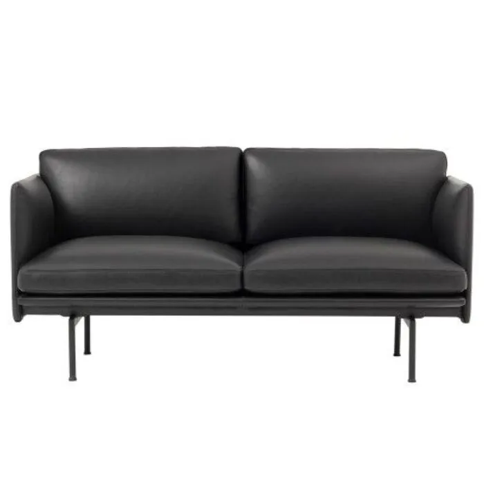Speciale Aanbieding muuto Outline 2 zits bank-Zwart leer