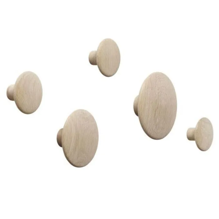 Merkproduct muuto Dots 5 stuks wandhaak-Eiken-wit