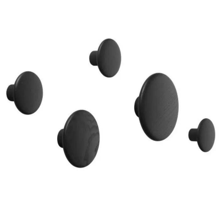 Nu Kopen muuto Dots 5 stuks wandhaak-Zwart