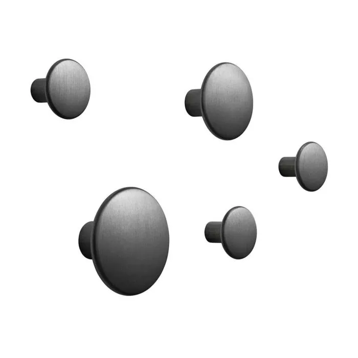 muuto Dots 5 stuks metal wandhaak-Zwart Bestseller