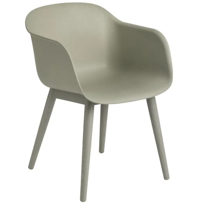 muuto Fiber Wood stoel-Dusty green Nieuw