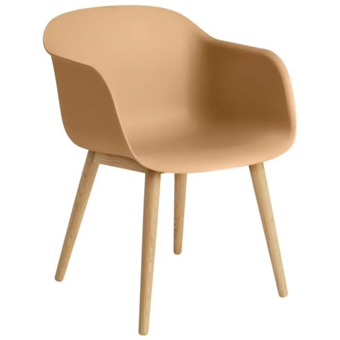 muuto Fiber Wood stoel-Oker geel Actieprijs