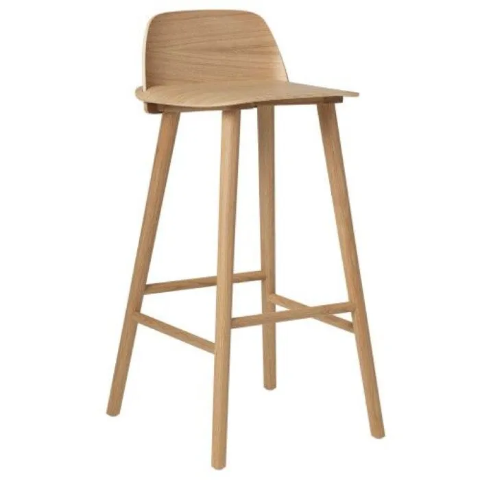muuto Nerd eiken barkruk-Zithoogte 75 cm-Eiken Merkproduct