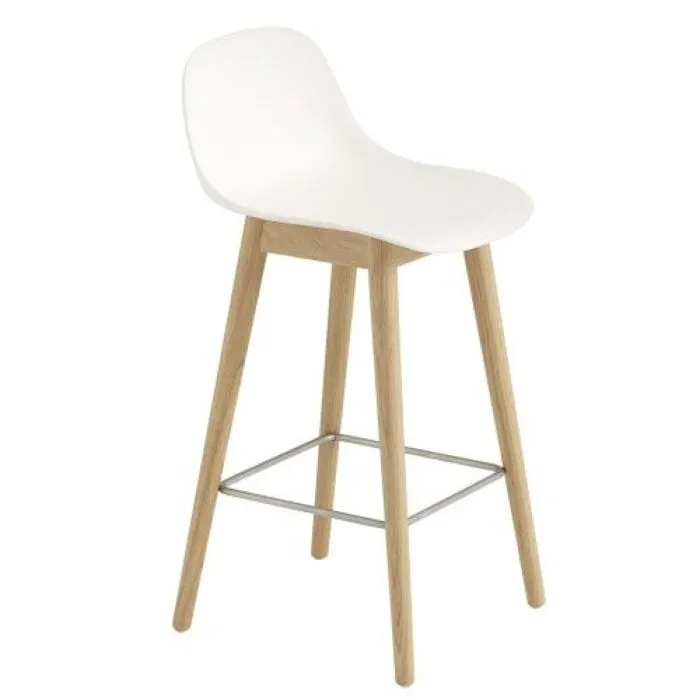 muuto Fiber Wood barkruk-Zithoogte 65 cm-Wit Merkproduct