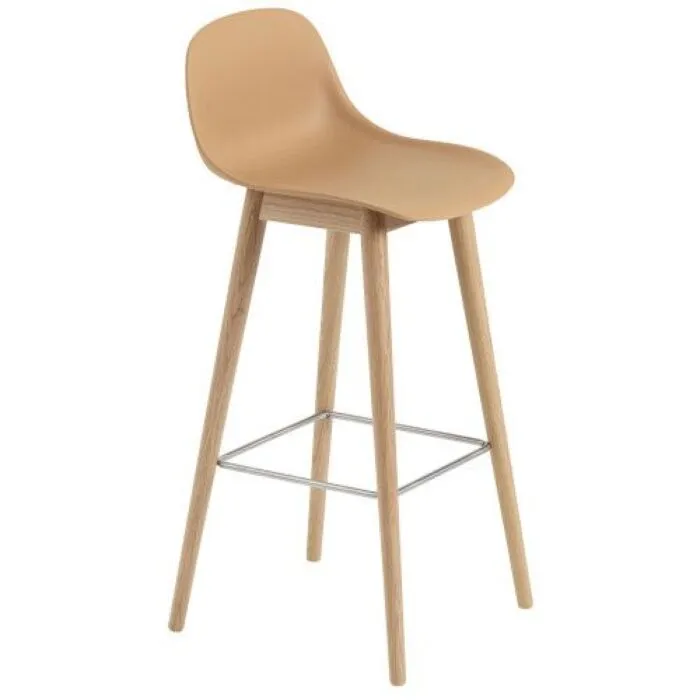 muuto Fiber Wood barkruk-Zithoogte 75 cm-Oker geel Exclusieve Aanbieding
