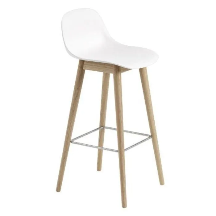 muuto Fiber Wood barkruk-Zithoogte 75 cm-Wit Goedkoop
