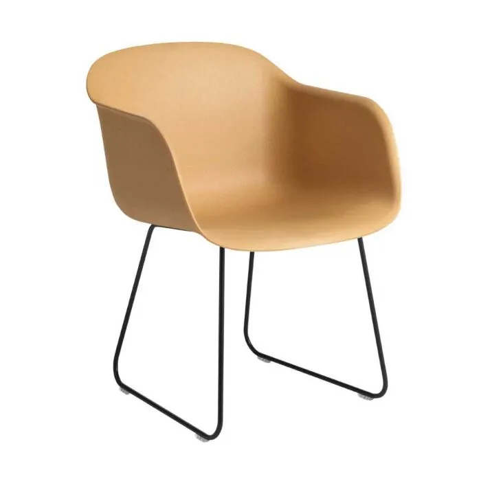 muuto Fiber Slede stoel-Oker geel Uitverkoop
