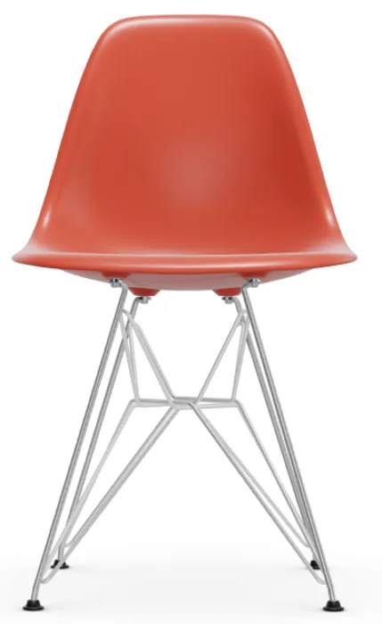 Rechtstreeks Van De Fabrikant Vitra Eames DSR stoel met verchroomd onderstel-Poppy red RE