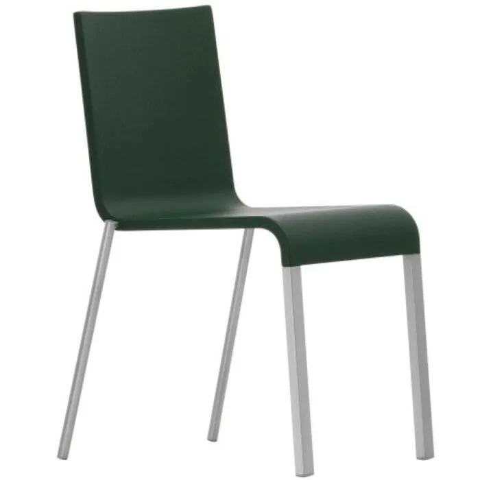 Speciale Aanbieding Vitra .03 met poedercoating onderstel zilver stoel-Donker groen