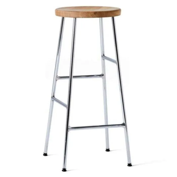 Hay Cornet 75cm barkruk -Eiken olie, verchroomd Hoge Kwaliteit