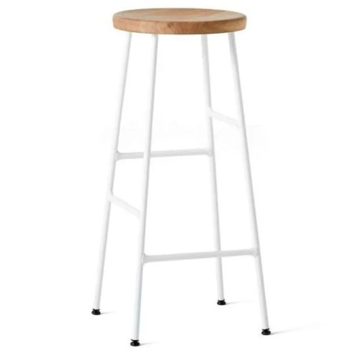 Express Levering Hay Cornet 65cm barkruk-Eiken olie, wit poedercoat