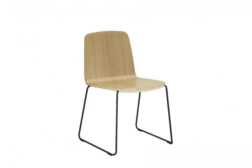 Normann Copenhagen Just Chair staal stoel-Eiken-Gepoedercoat staal zwart Beste Prijs