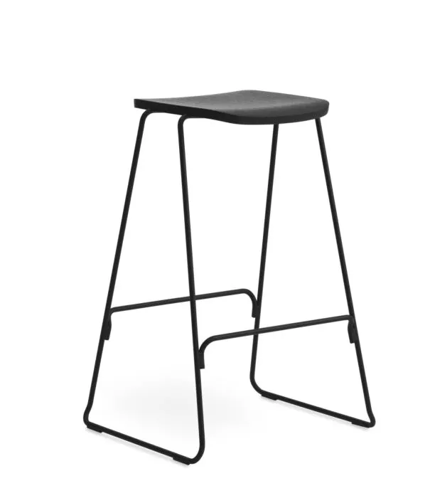 Betaalbaar Normann Copenhagen Just Barstool zonder rug-Black-Zithoogte 75 cm-Gepoedercoat staal zwart