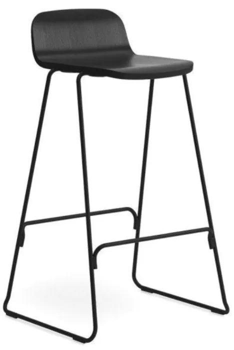 Nu Kopen Normann Copenhagen Just Barstool zwart onderstel met rug-Black-Zithoogte 75 cm