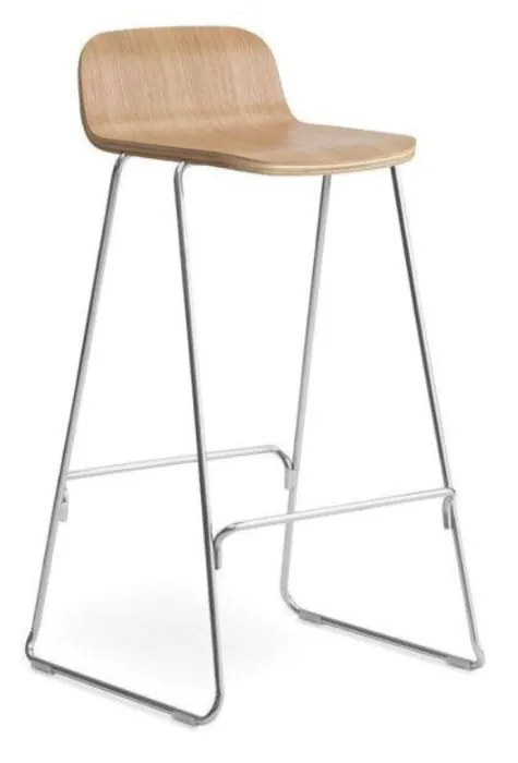 Normann Copenhagen Just Barstool chromed onderstel met rug-Eiken-Zithoogte 65 cm Hete Deal