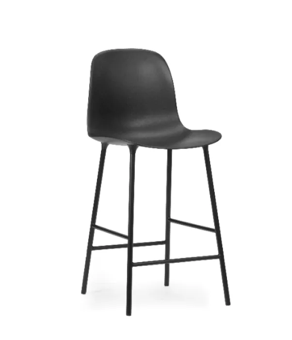 Normann Copenhagen Form Bar Chair barkruk stalen onderstel -Black-Zithoogte 75 cm Beperkt Aanbod