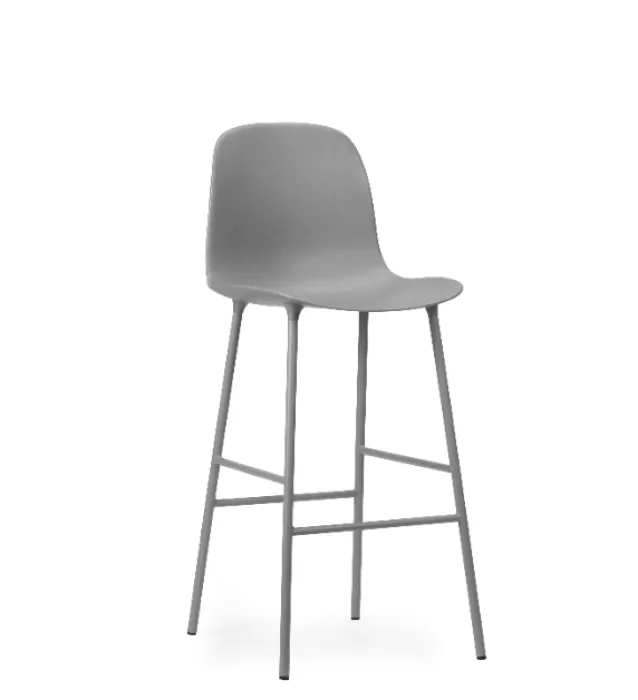 Snelle Levering Normann Copenhagen Form Bar Chair barkruk stalen onderstel -Grey-Zithoogte 75 cm