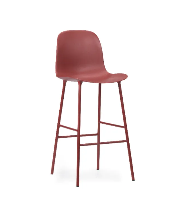 Goedkoop Normann Copenhagen Form Bar Chair barkruk stalen onderstel -Red-Zithoogte 75 cm