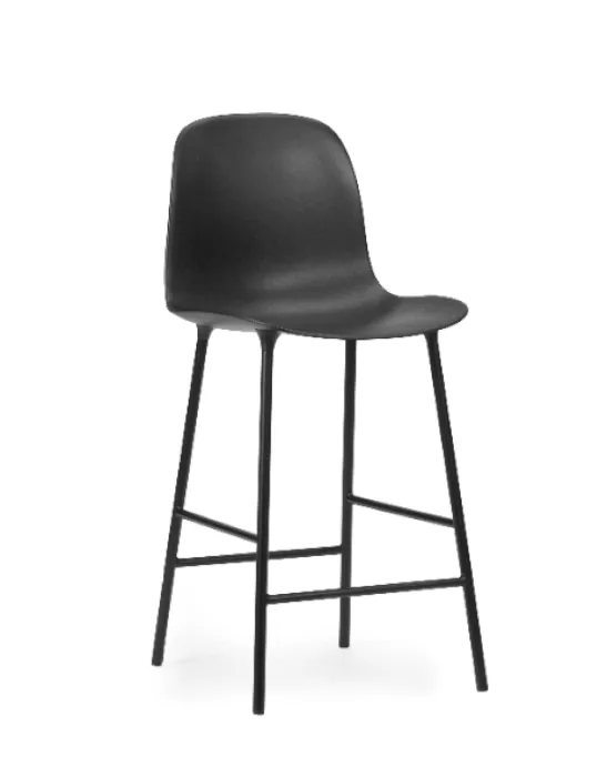 Aanbieding Normann Copenhagen Form Bar Chair barkruk stalen onderstel -Black-Zithoogte 65 cm