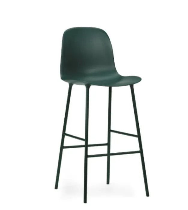 Normann Copenhagen Form Bar Chair barkruk stalen onderstel -Green-Zithoogte 65 cm Finale Uitverkoop