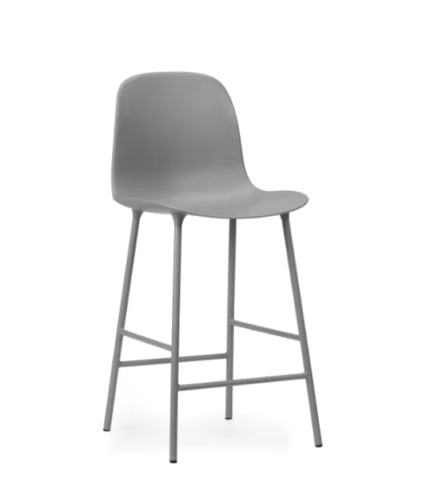 Normann Copenhagen Form Bar Chair barkruk stalen onderstel -Grey-Zithoogte 65 cm Hoge Kwaliteit