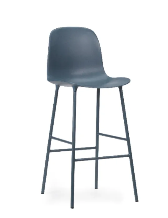 Express Levering Normann Copenhagen Form Bar Chair barkruk stalen onderstel -Blue-Zithoogte 65 cm