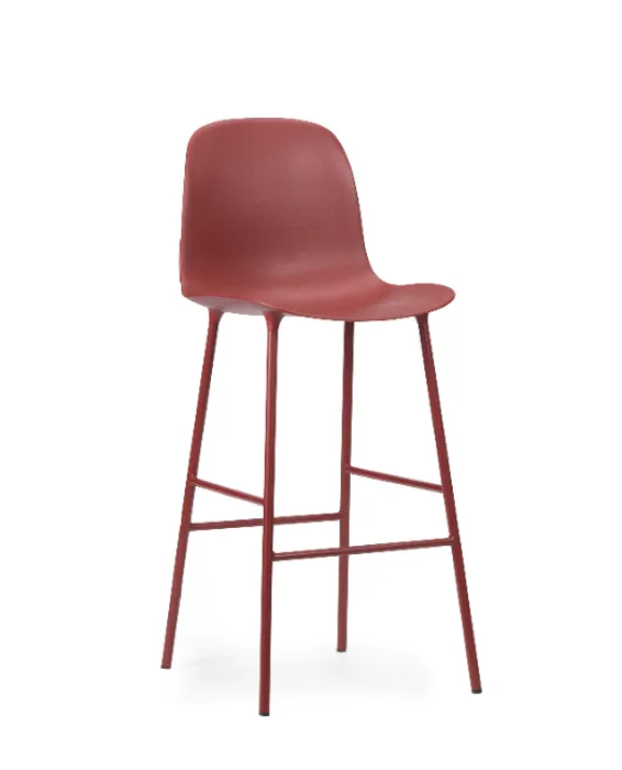 Veilige Betaling Normann Copenhagen Form Bar Chair barkruk stalen onderstel -Red-Zithoogte 65 cm