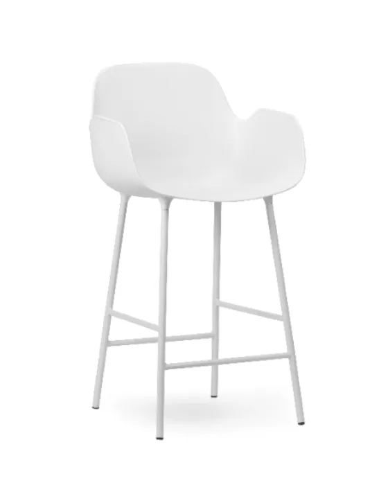 Koop Vandaag Normann Copenhagen Form Bar Armchair barkruk stalen onderstel-White-Zithoogte 75 cm