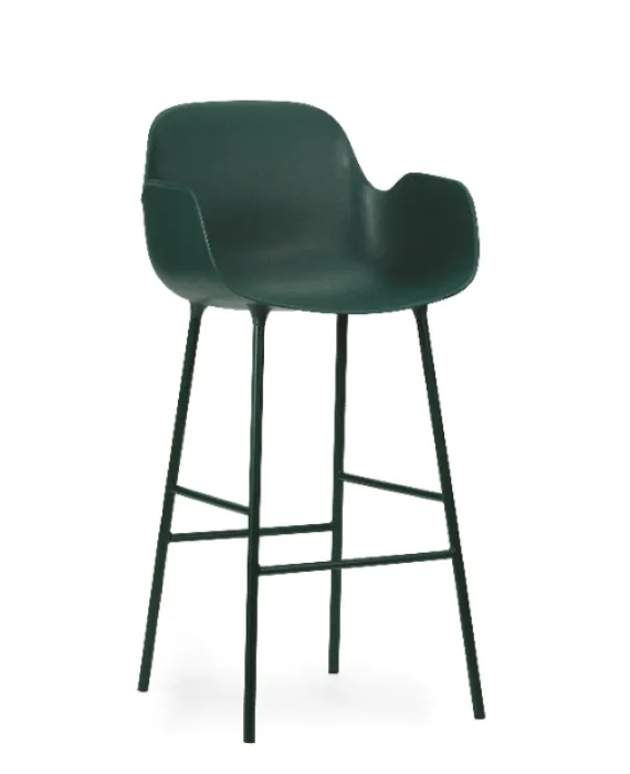 Rechtstreeks Van De Fabrikant Normann Copenhagen Form Bar Armchair barkruk stalen onderstel-Green-Zithoogte 75 cm