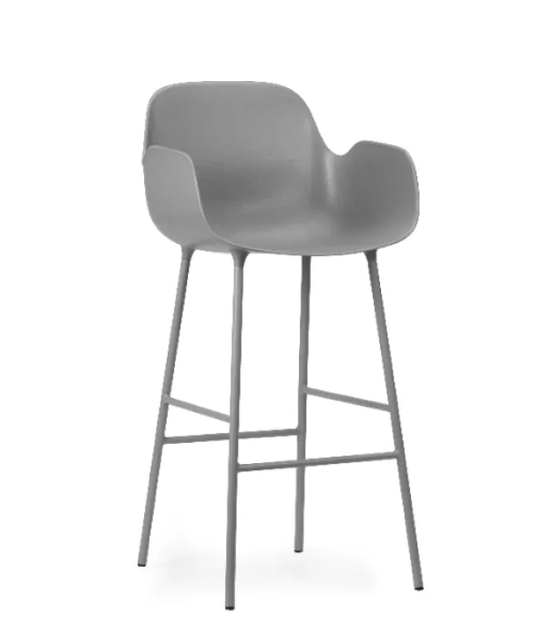 Alleen Vandaag Normann Copenhagen Form Bar Armchair barkruk stalen onderstel-Grey-Zithoogte 75 cm