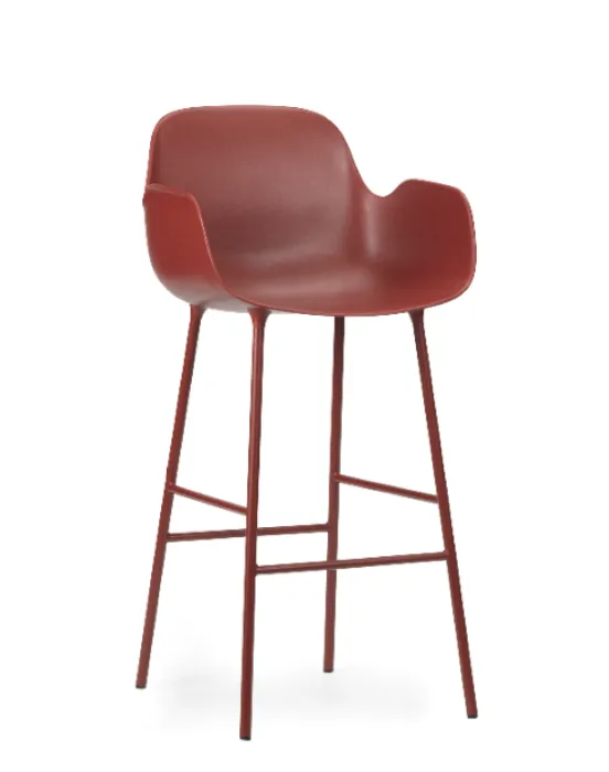Lage Kosten Normann Copenhagen Form Bar Armchair barkruk stalen onderstel-Red-Zithoogte 75 cm