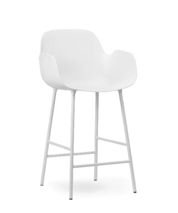 Lage Kosten Normann Copenhagen Form Bar Armchair barkruk stalen onderstel-White-Zithoogte 65 cm