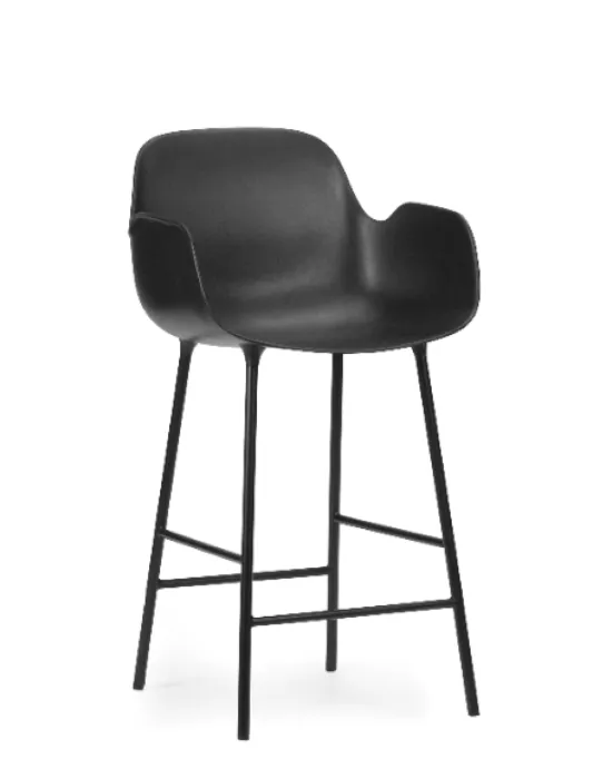 Normann Copenhagen Form Bar Armchair barkruk stalen onderstel-Black-Zithoogte 65 cm Betaalbaar