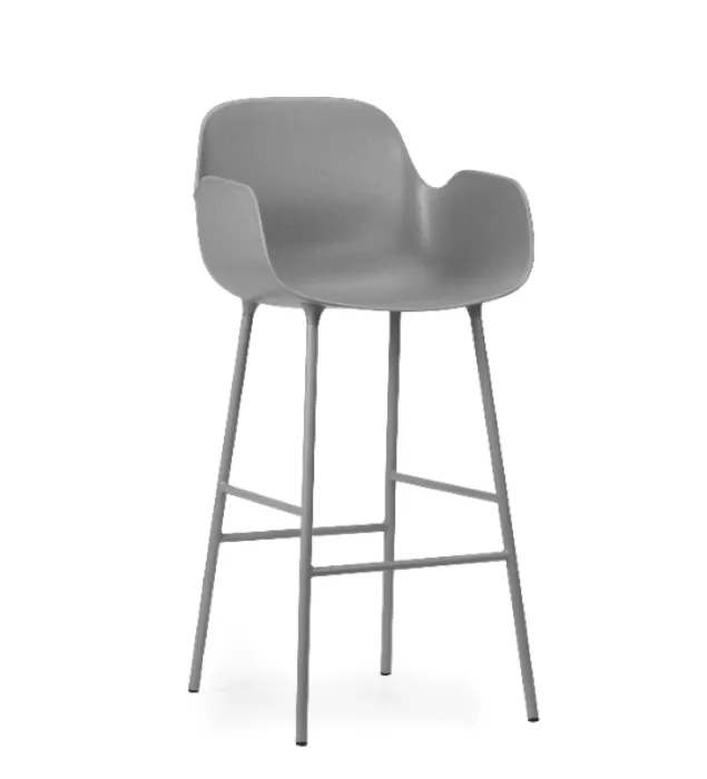 Normann Copenhagen Form Bar Armchair barkruk stalen onderstel-Grey-Zithoogte 65 cm Dagaanbieding