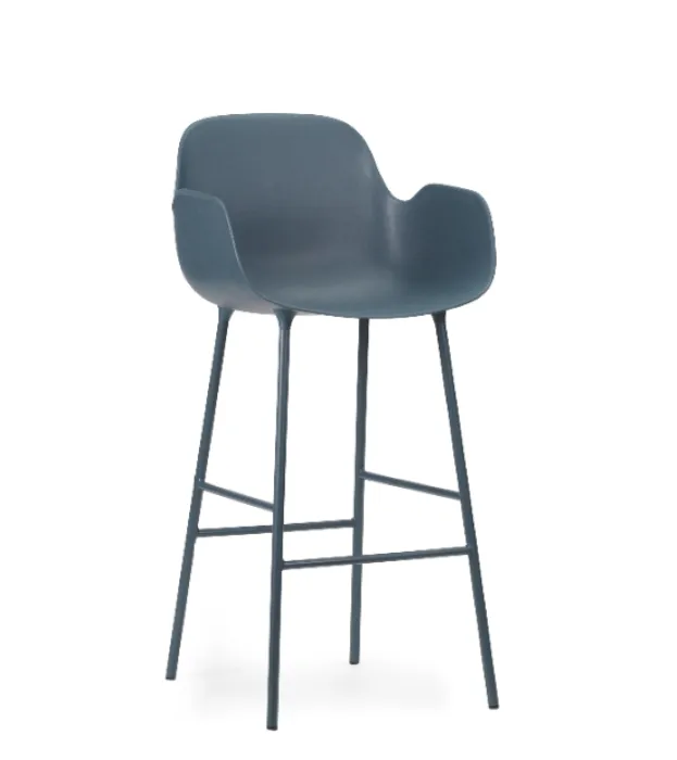 Meest Verkocht Normann Copenhagen Form Bar Armchair barkruk stalen onderstel-Blue-Zithoogte 65 cm