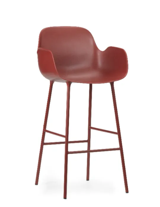 Voordeelprijs Normann Copenhagen Form Bar Armchair barkruk stalen onderstel-Red-Zithoogte 65 cm