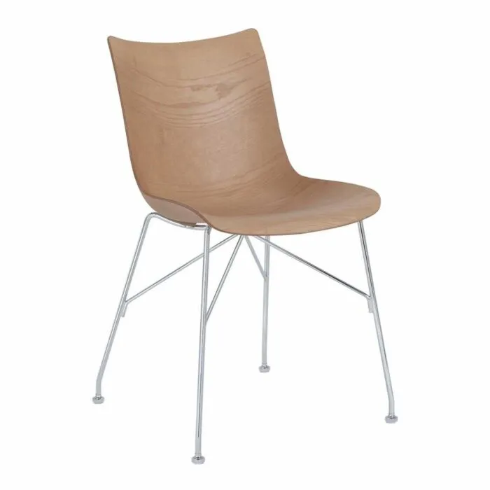 Shop Nu Kartell P/Wood stoel essen-Licht hout-Chroom-41,5 cm