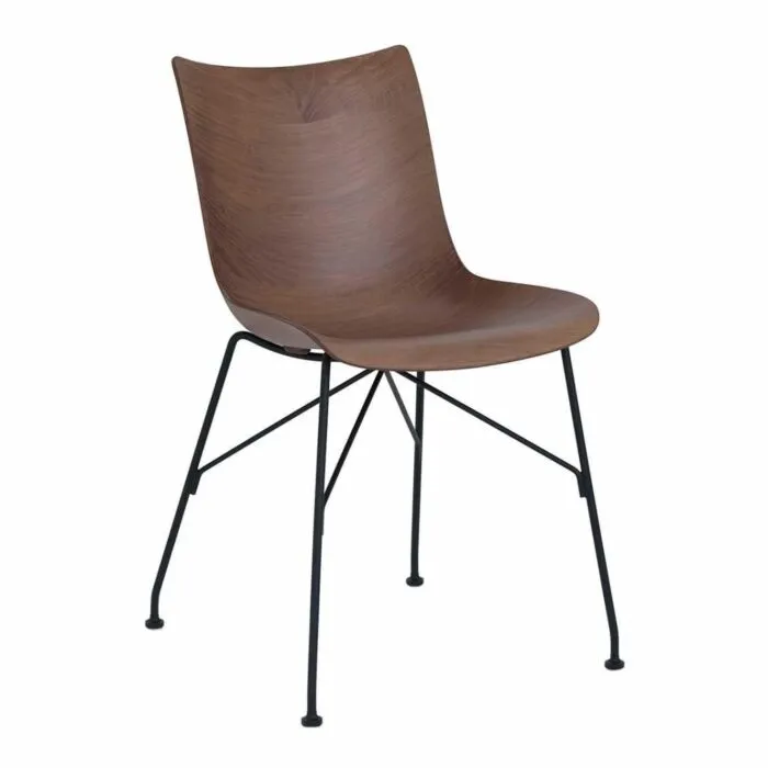 Kartell P/Wood stoel essen-Donker hout-Zwart-43,5 cm Speciale Aanbieding