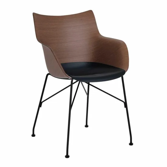 Beperkt Aanbod Kartell Q/Wood stoel beuken-Donker hout-Zwart-41,5 cm