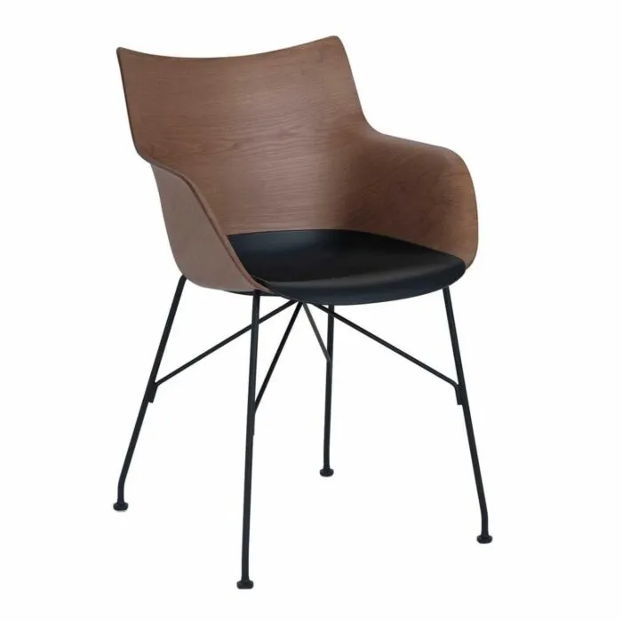 Beperkte Voorraad Kartell Q/Wood stoel essen-Donker hout-Zwart-41,5 cm