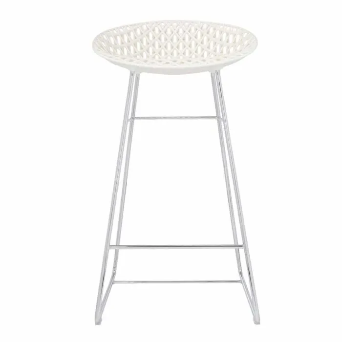 Gratis Retour Kartell Smatrik barkruk-Wit-verchroomd