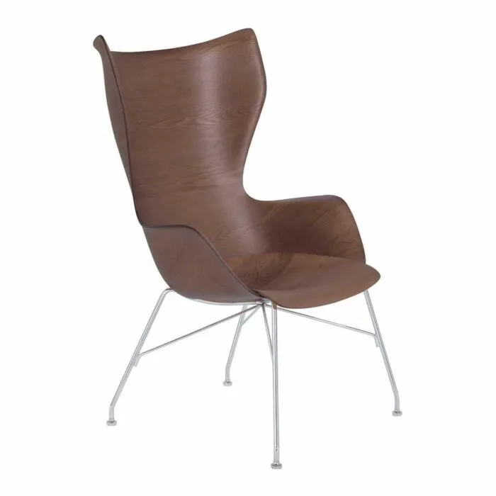 Kartell K/Wood stoel essen-Donker hout-Chroom Meest Verkocht