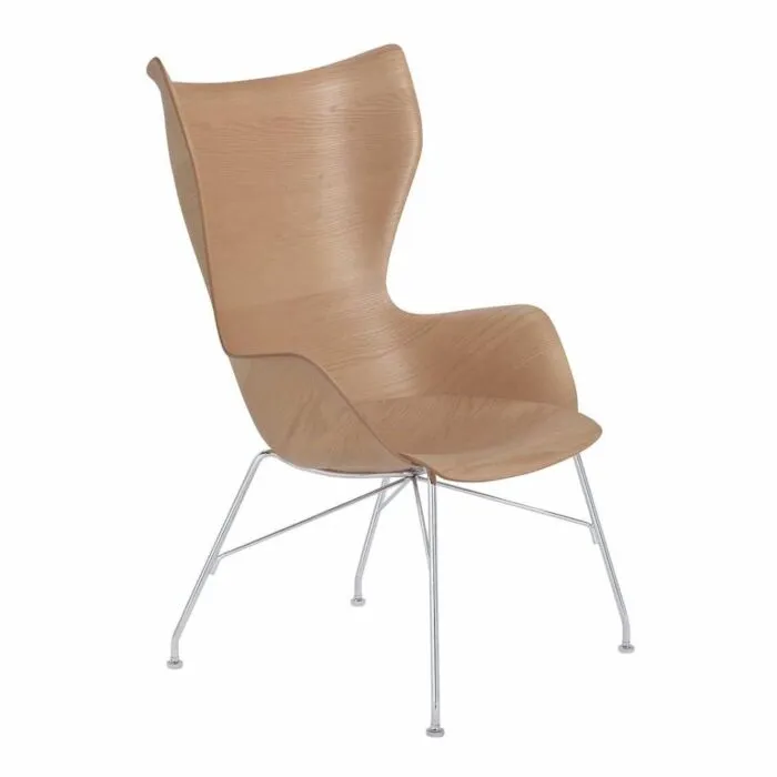 Kartell K/Wood stoel essen-Licht hout-Chroom Koop Vandaag