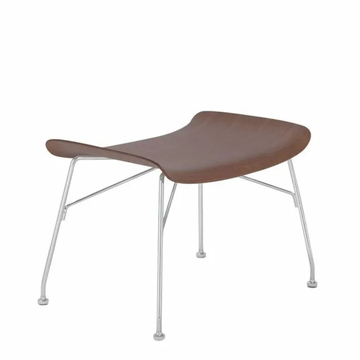 Kartell S/Wood voetenbank beuken-Donker hout-Chroom Laatste Versie
