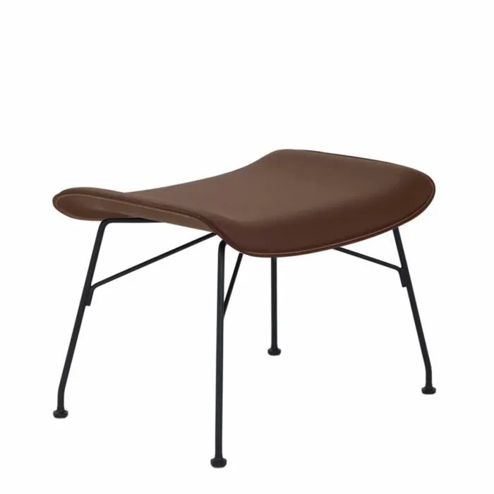 Kartell S/Wood voetenbank essen-Donker hout-Donker leer-Zwart Shop Nu
