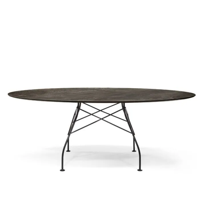 Fabrieksprijs Kartell Glossy Outdoor tafel-Aged Bronze-Zwart-192x118 cm