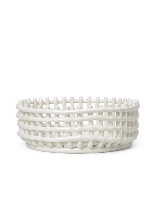 Tijdelijk Beschikbaar Ferm Living Keramiek Centrepiece mand-Off-white