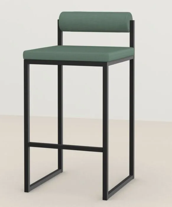 Studio HENK Bolster Bar Stool zwart frame-86 cm-Cube Niagara 158 Gereduceerde Prijs