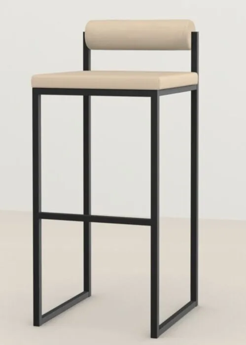 Studio HENK Bolster Bar Stool zwart frame-98 cm-Cube Natural 01 Fabrieksprijs